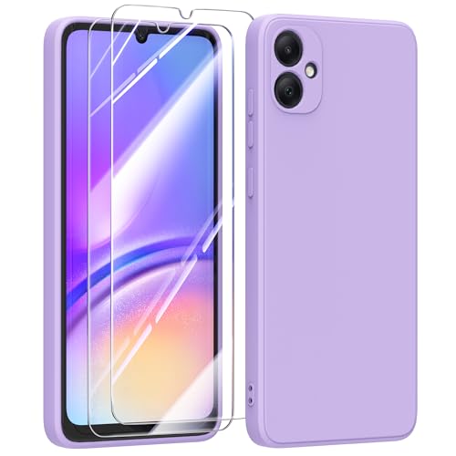 MIKULLE Hülle für Samsung Galaxy A05 4G HandyHülle + 2 Stück Schutzfolie, Schutzhülle Kompatibel mit Samsung Galaxy A05 Hülle dünn Weiche Silikon Rundumschutz für Samsung Galaxy A05 4G (6.7")- Lila von MIKULLE