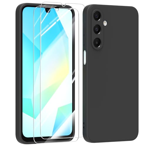 MIKULLE Hülle für Samsung Galaxy A16 4G / 5G HandyHülle + 2 Stück Schutzfolie, Schutzhülle Kompatibel mit Samsung Galaxy A16 Hülle dünn Weiche Silikon Case für Samsung Galaxy A16 4G / 5G - Schwarz von MIKULLE