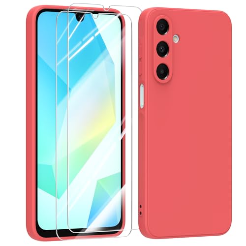 MIKULLE Hülle für Samsung Galaxy A16 4G / 5G HandyHülle + 2 Stück Schutzfolie, Schutzhülle Kompatibel mit Samsung Galaxy A16 Hülle dünn Weiche Silikon Case für Samsung Galaxy A16 4G / 5G - Rot von MIKULLE