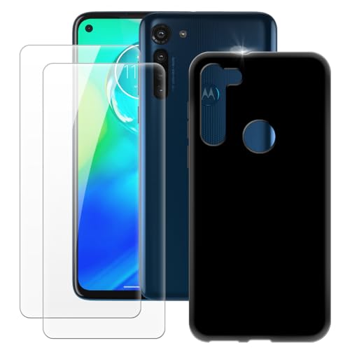 MILEGOO Motorola Moto G8 Power Hülle + 2 Displayschutzfolien aus gehärtetem Glas, ultradünne Stoßstange, stoßfeste weiche TPU-Silikon-Abdeckung für Motorola Moto G8 Power (6.4”) von MILEGOO