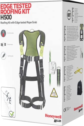 MILLER by Honeywell H500 PSS Edge Tested Dachset, Ganzkörpergurt und RG300-Seilhalter mit Transportrucksack, RFID-Etikett, identifizierbare Sturzaufprallindikatoren, belastbar bis 140 kg, 1036591 von MILLER