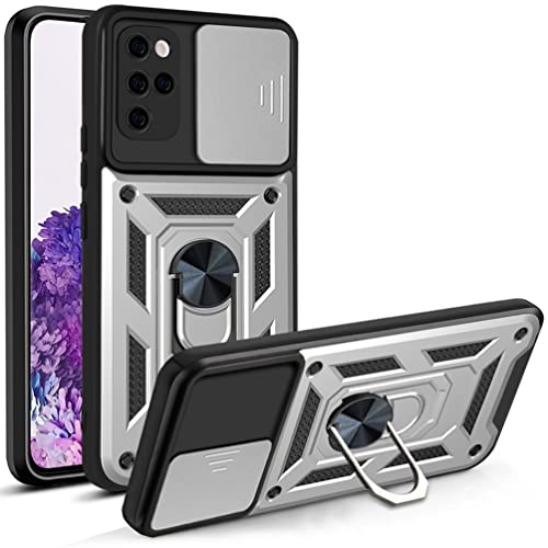 MIMGOAL Hülle für Samsung Galaxy S20+ [Kameraschutz Handyhülle], 360 Grad Metall Ring Halter Militär Ständer Stoßfest Schutzhülle Handy Hüllen für Samsung S20 Plus Case Cover - Silber von MIMGOAL