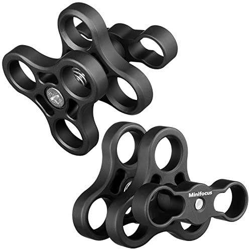 2PCS 1'' Aluminium Triple Holes Ball Clamp Mount für Unterwasser Tauchen Licht Arme Tray System, Fotografie Tauchen Kamera, 360° Clip für GoPro Action Kamera Taschenlampe Arms System von MINIFOCUS