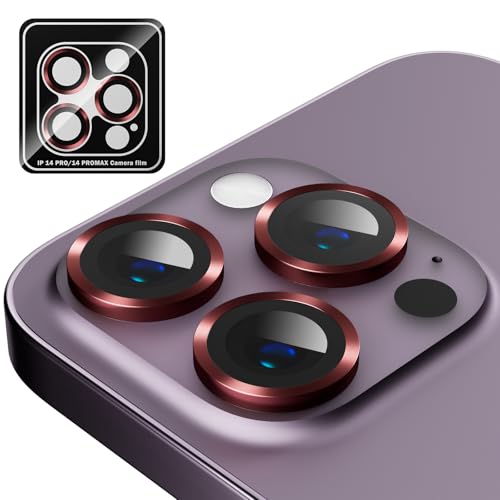 MINUUISCT Kompatibel für iPhone 14 Pro/iPhone 14 Pro Max Kameraobjektivschutz, bruchsichere Ultra HD-Kamera-Displayschutzfolie aus gehärtetem Metallglas, Rot von MINUUISCT