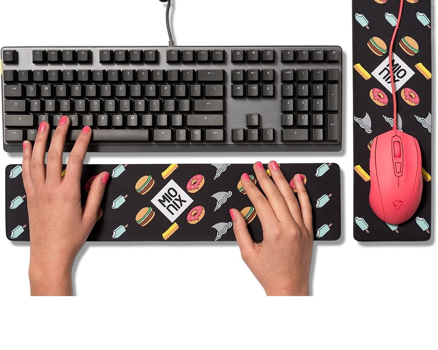 MIONIX Tastatur-Handballenauflage Long Pad Black Wrist-Rest Handballen-Auflage, Handgelenkauflage, PC Laptop Tastatur, Maus-Pad, Frisches Design-Motiv von MIONIX