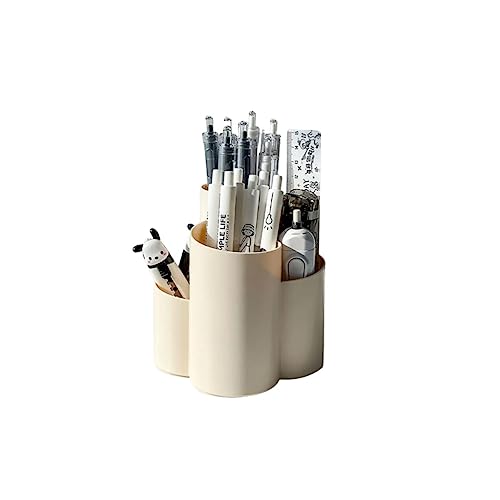 Stiftehalter aus Kunststoff, Schreibwaren-Organizer, Stifteständer, große Kapazität, Büro-Aufbewahrungsbox (Beige) von MIOSEA