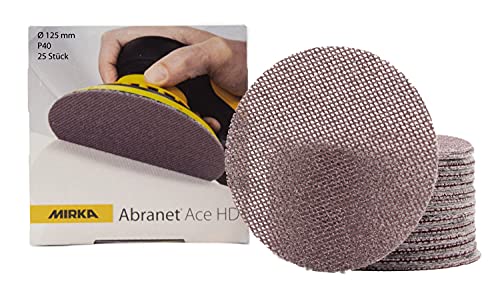 Mirka Abranet Ace HD Netz Schleifscheiben Ø 125mm Klett/Korn P40 / 25 Stk / AH23202540 / Für 125mm Exzenter und Schleifmaschinen/zum Schleifen von harten Oberflächen, Holz, Spachtel, Lack, Metall Mirka Abranet Ace HD Netz Schleifscheiben Ø 125mm Klett/Korn P40 / 25 Stk / AH23202540 / Für 125mm Exzenter und Schleifmaschinen/zum Schleifen von harten Oberflächen, Holz, Spachtel, Lack, Metall von MIRKA