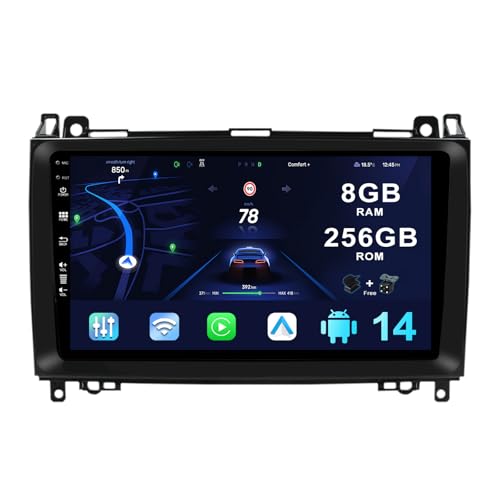 MISONDA [8G+256G] 2 Din Android Autoradio GPS Navigator Für Mercedes-Benz A B Klasse Vito W169 W639 W245 Kamera+Mikrofon |9 Zoll IPS| Unterstützt DAB 4G WLAN BT5.0 Carplay RDS USB-Lenkrad von MISONDA