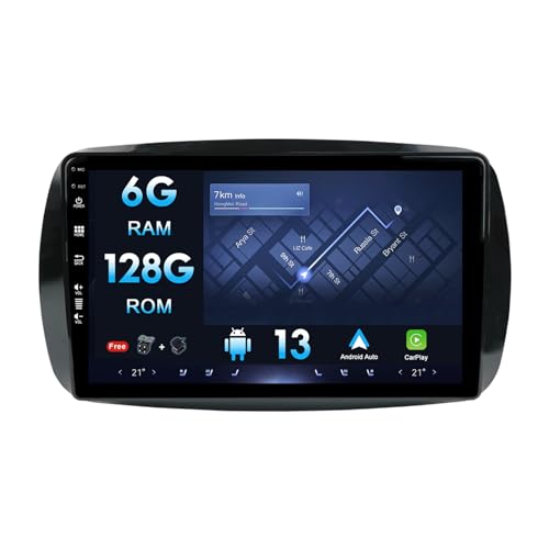 MISONDA 9 Zoll 2 Din Android Autoradio Für Mercedes Benz Smart 453 Fortwo 2014-2020 Mit GPS Navi Unterstützt Bluetooth | DAB |USB | Carplay |Android Auto | WiFi |4G|MirrorLink | RDS- 6G+128G von MISONDA