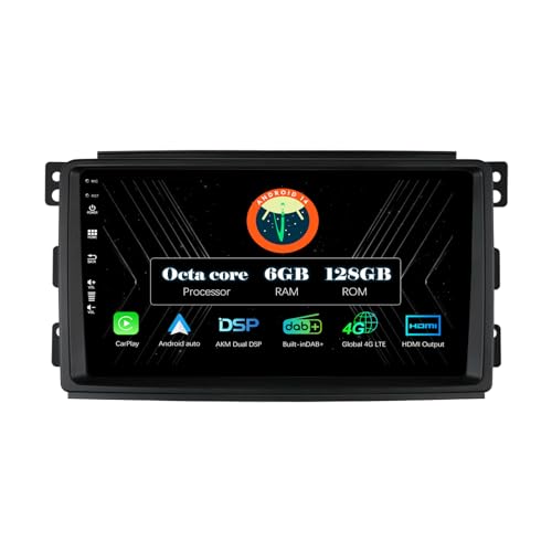 MISONDA 9 Zoll IPS 2 Din Android 14 Autoradio Stereo für Mercedes Benz Smart Fortwo 2005–2010 [Integriertes DAB + HDMI + 4G + DSP + Carplay] – [Kamera + Mikrofon] SWC BT WiFi AUX RDS FM AM von MISONDA