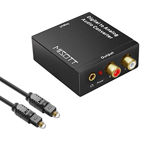 MISOTT Audio Digital zu Analog DAC Konverter, Optischer SPDIF Toslink Koaxial zu Analog Stereo L/R Adapter und 3,5 mm Klinke mit Optischem Kabel für PS3 PS4 XBox DVD Sky Heimkino-System AV-Verstärker von MISOTT