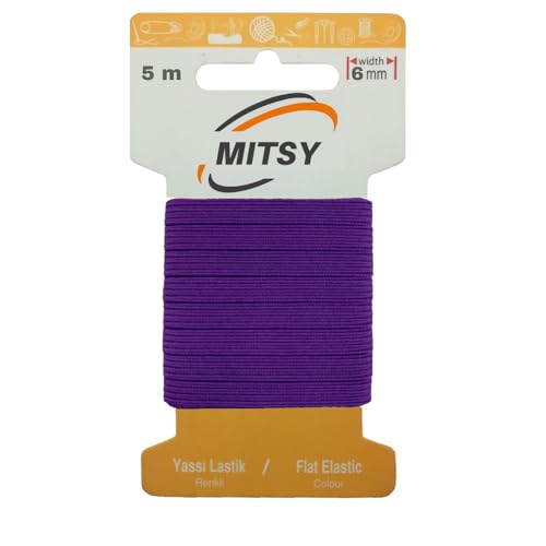 MITSY Reißfeste Gummiband Gummibänder zum Nähen Breit 6 mm 5 m Lila Stark Gummilitze für Hosengummi Haushalt DIY Handwerk Stoffe zum Nahen von MITSY