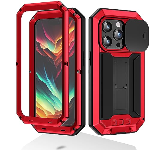 MIYIYQP Kompatibel mit iPhone 15 Pro Max 5G Handyhülle, Outdoor Powerful Hybrid Schutz stoßfest wasserdicht Fall Schutzhülle,mit Eingebautem Gehärtetem Glas Displayschutzfolie (Rot-Ⅱ) von MIYIYQP