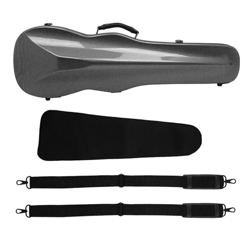 4/4 Violine Fall Carbon Faser Dreieck Box Mit Hygrometer Tragbare Dreieckige Violine Tasche Professionelle Violine Teile Professioneller Geigenkoffer(Black) von MJHYUGR