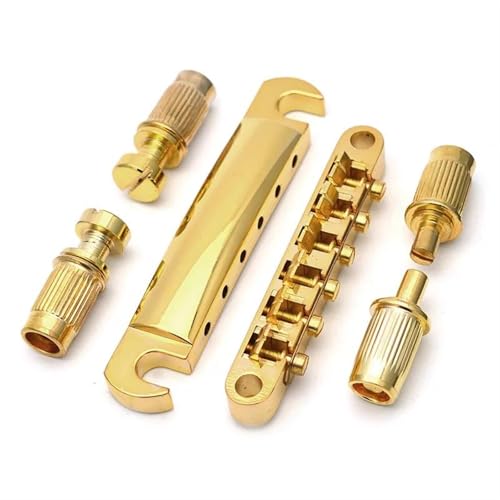 Gitarrenbrücken-Bausatz Gitarrensteg-Verriegelungssteg Und Saitenhalter-Set Für LP-E-Gitarrenteile Zubehör(Gold) von MJHYUGR