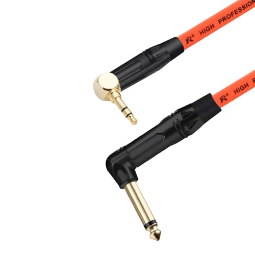 MJHYUGR Instrumentenkabel 1PC Gold Plate Rechtwinkliges 6,35 Mono Auf 3,5 Stereo Unsymmetrisches Lautsprecherverstärkerkabel Für Gitarrentastaturkabel(Orange,10m) von MJHYUGR