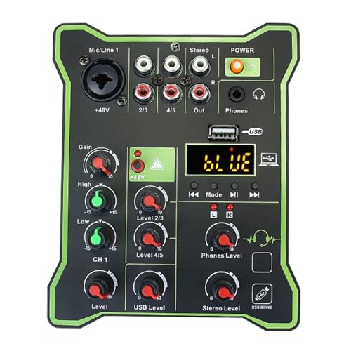 DJ-Equipment Mini 5 Kanal Mixer DSP Bluetooth-kompatibel USB Computer Wiedergabe Aufnahme DJ Multifunktionale Tragbare Mischpult Sound-Controller von MKHFP