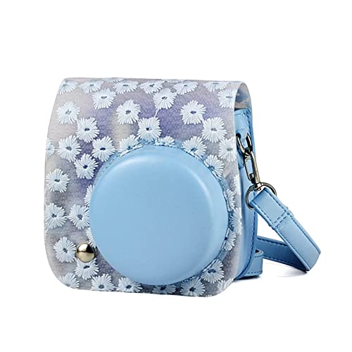 MKTKFVVEX Daisy Camera Bag One Schulter Instant Kamera Schutzhülle Fall 3 Farbe Leder Kamerasack for Polaroid Mini8 / 8 + / 9 Kameratasche(Daisy Blue) von MKTKFVVEX