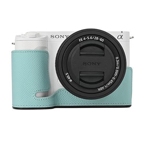 MKXPWMKS Kameratasche aus echtem Leder für Sony Alpha ZV-E1 ZVE1, Oberschicht aus Rindsleder + Metall-Bodenplatte, Blau von MKXPWMKS