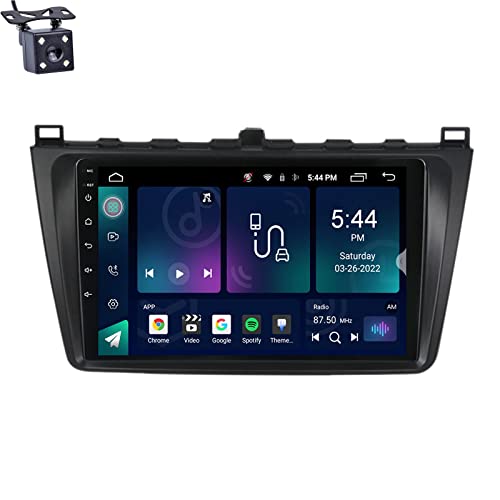 MLXABH Android 12 9/9,5 Zoll Doppel-DIN-Autoradio für Ma-zda 6 2 GH 2007–2012 Eingebaute Carplay Android Auto Sprachsteuerung Kompatibel mit Qualcomm BT 5.1 FM Radio mit Rückfahrkamera (Größe: M500S) von MLXABH