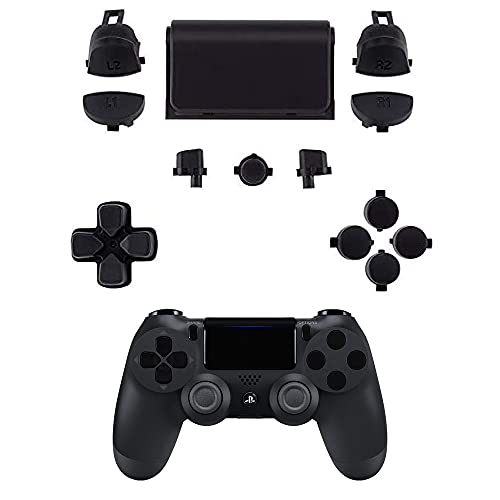MMOBIEL Austausch-Set für Volltasten, kompatibel mit Playstation 4 (PS4), PS4 Slim, PS4 Pro Dualshock 4 Controller, inkl. Schraubendreher und Öffnungsplättchen, mattschwarz von MMOBIEL
