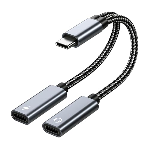 MMOBIEL Dual USB-C Splitter Kopfhörer Adapter und Laden 32 Bit / 60W 2-in-1 Splitter USB-C auf USB Typ-C Mikrofon Audio Adapter mit Schnellladung für iPhone 16 15, iPad Air/Pro, Galaxy S24 S23 S22 von MMOBIEL