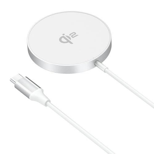 MMOBIEL Magnetisches Kabelloses Ladegerät 15W Qi2 Zertifiziert - Drahtloses Ladegerät für Magsafe iPhone und Samsung - Kabellose Ladestation für AirPods, Galaxy Buds – Kabelloses Qi2 Ladegerät – Weiß von MMOBIEL