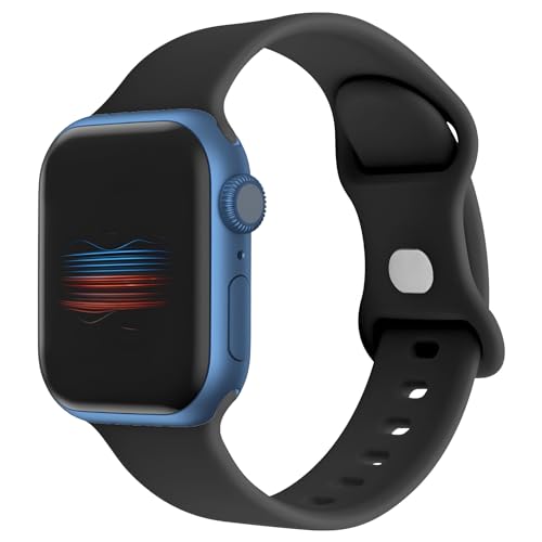 MMOBIEL Silicone Uhrenarmband Kompatibel mit Apple Watch Armband 42mm 44mm 45mm 49mm – Silikon Wasserdichtes Ersatzarmband Kompatibel mit iWatch Ultra / 2 SE, Serie 9 8 7 6 5 4 3 2 1 – Schwarz von MMOBIEL