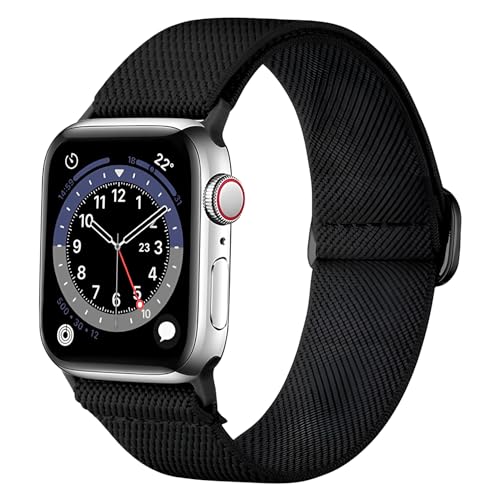 MMOBIEL Stretchy Solo Loop Uhrenarmband Kompatibel mit Apple Watch Band 42mm 44mm 45mm 49mm - Elastisches Ersatzarmband Kompatibel mit iWatch Ultra / 2 SE, Serie 9 8 7 6 5 4 3 2 1 - Black von MMOBIEL