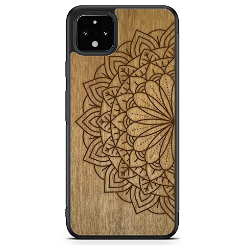 MMORE - Handyhülle aus Tanganika Holz – Mandala | Kompatibel mit Google Pixel 4 - Voller Schutz, Langlebig, Sturzgeprüft von MMORE