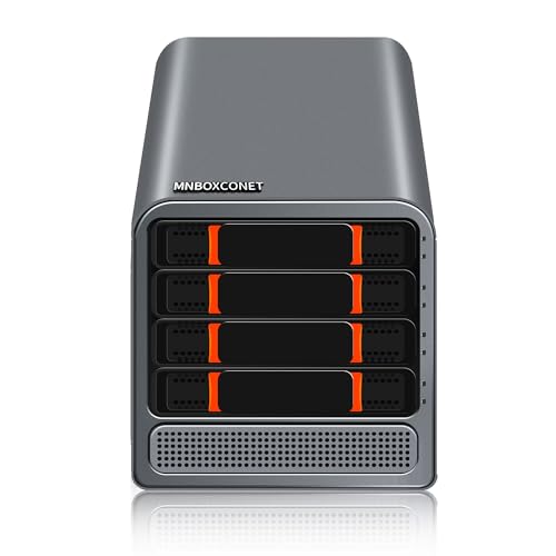 MNBOXCONET Mini PC NAS Server Quad-Core N100 4 Bay,3-in-1 Micro PC Computer DDR5 8GB RAM 256GB NVMe SSD, SPK/MIC, Dual 2.5GbE i226V LAN Soft Router, Hot Swapping HTPC Network Sicherheit von MNBOXCONET