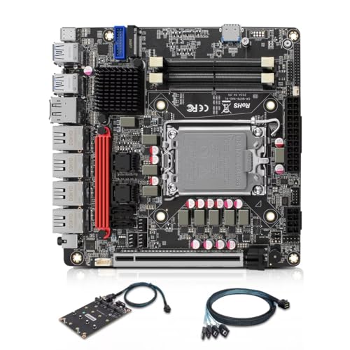 MNBOXCONET Q670 NAS 6 Bay Motherboard LGA 1700, PCIe5.0 x16 Slot Mini ITX Mainboard with 6× SATA3.0, 6× NVMe DIY NAS Board Dual DDR5, Barebone, Type-C 20Gbps(with Cable) von MNBOXCONET