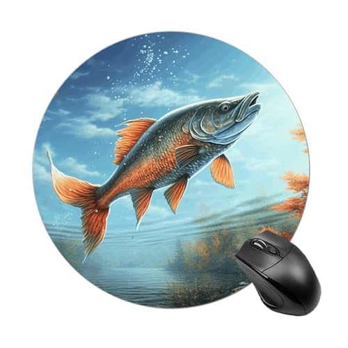 Rundes Mauspad, Motiv: Safflower fliegender Fisch, Anime-Mauspad, Gaming-Mauspad, vielseitiges Universal-Mauspad von MNBVKL