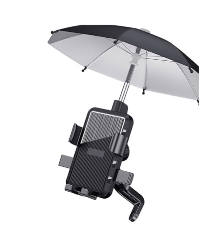 MNNZHG Motorrad Navigationshalterung Motorrad Handy Halter Lenker Ständer Telefon Halterung Fahrrad Outdoor Telefon Clip Lenker Halterung Mit Regenschirm Handy-GPS-Halterung(-04-Rearview Umbrella) von MNNZHG