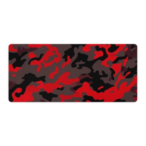 Rutschfestes Gummi-Mauspad, 40 x 90 cm, Rot, Camouflage-Druck, Computer-Schreibtischunterlage, Gaming-Mauspad, Schreibtischunterlage, Schutz, Mauspad, Schreibtischunterlage für Gamer, Büro, Zuhause von MNVTSKOP