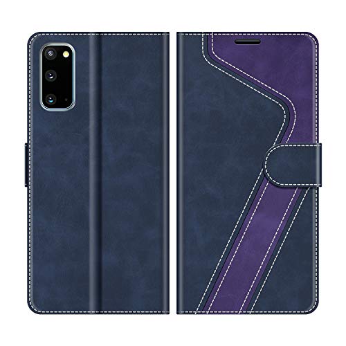 MOBESV Handyhülle für Samsung Galaxy S20 Hülle Leder, Samsung Galaxy S20 Klapphülle Handytasche Case für Samsung Galaxy S20 Handy Hüllen, Dunkelblau/Violett von MOBESV