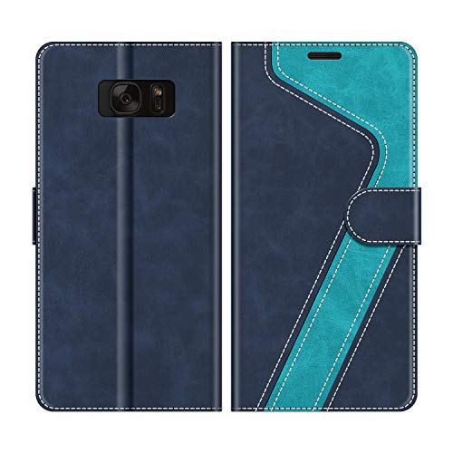 MOBESV Handyhülle für Samsung Galaxy S7 Hülle Leder, Samsung Galaxy S7 Klapphülle Handytasche Case für Samsung Galaxy S7 Handy Hüllen, Modisch Blau von MOBESV