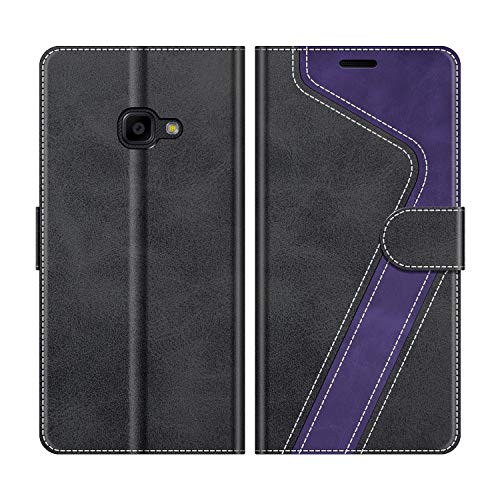 MOBESV Handyhülle für Samsung Galaxy Xcover 4 Hülle Leder, Samsung Galaxy Xcover 4 Klapphülle Handytasche Case für Samsung Galaxy Xcover 4 Handy Hüllen, Schwarz/Violett von MOBESV