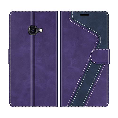 MOBESV Handyhülle für Samsung Galaxy Xcover 4S Hülle Leder, Samsung Galaxy Xcover 4S Klapphülle Handytasche Case für Samsung Galaxy Xcover 4S Handy Hüllen, Violett/Dunkelblau von MOBESV