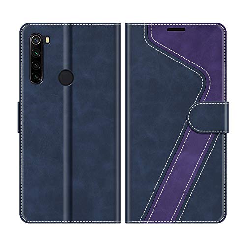 MOBESV Handyhülle für Xiaomi Redmi Note 8 2021 Hülle Leder, Xiaomi Redmi Note 8 Klapphülle Handytasche Case für Xiaomi Redmi Note 8 Handy Hüllen, Dunkelblau/Violett von MOBESV