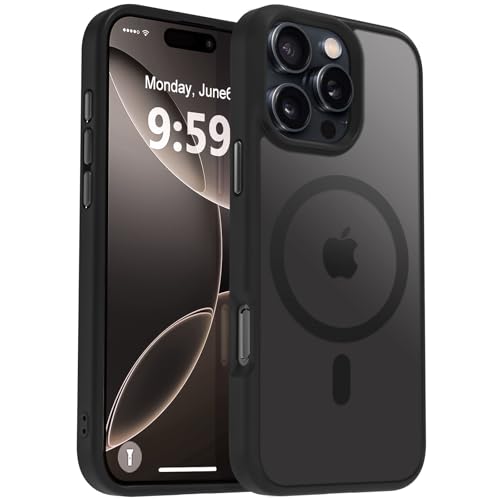 MOCCA Starke magnetische Schutzhülle für iPhone 16 Pro, kompatibel mit Magsafe, 4,8 m, militärischer Fallschutz, schlanke, dünne, durchscheinende, matte Schutzhülle für iPhone 16 Pro, Schwarz von MOCCA