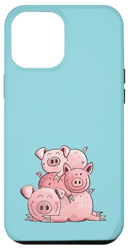 Hülle für iPhone 12 Pro Max Fun Schweinehaufen Schwein Cartoon Schweinchen Tiermotiv von MODARTIS