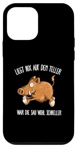 Hülle für iPhone 12 mini Wildschwein Spruch Liegt Nix Auf Teller War Sau Schneller von MODARTIS