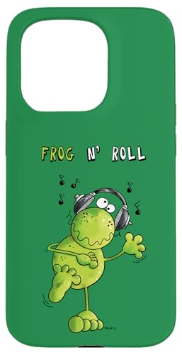 Hülle für iPhone 15 Pro Frog N' Roll Frosch I Fun Wortspiel Cartoon Kopfhörer Musik von MODARTIS