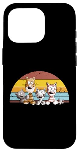 Hülle für iPhone 16 Pro Drolliges Katzen Team Katzenmotiv Familie Vintage Katze von MODARTIS