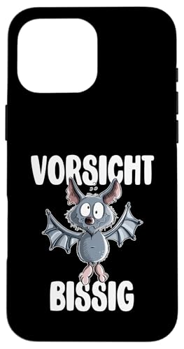 Hülle für iPhone 16 Pro Max Vorsicht Bissig Fledermaus Spruch I Bat I Flughund Fun von MODARTIS