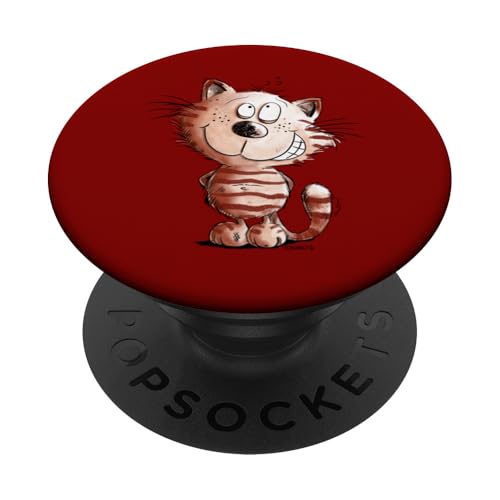 Kleine Rote Katze Cartoon Katzenmotiv für Katzenfreunde Fun PopSockets Klebender PopGrip von MODARTIS