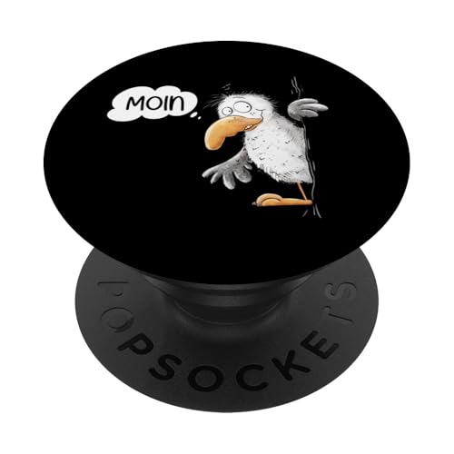 Witzige Möwe Cartoon I Meer Vogel Tiermotiv Moin Nordsee PopSockets Klebender PopGrip von MODARTIS