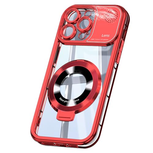 MOHDHAF-Kristall Hülle für iPhone 15 Pro Max/15 Pro/15 Plus/15- Linsenschutz Handyhülle mit Ring Kein Vergilben Aroma-Funktion Hülle Magnetisch(Rot, 15Plus) von MOHDHAF