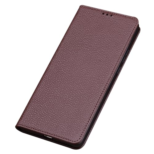 MOHDHAF-Luxus Echtesleder Hülle für Samsung Galaxy S24 Ultra/S24 Plus/S24- Lychee-Textur Handgefertigt Handyhülle mit Standfunktion Klappetui(Braun, S24 Plus) von MOHDHAF